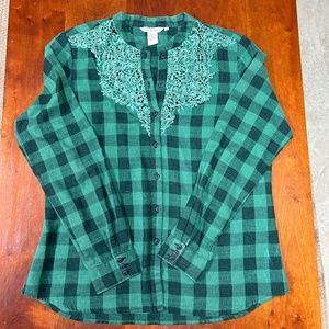 Sundance green plaid top